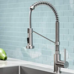 KRAUS Bolden 18-Inch Commercial Kitchen Faucet with Pull-Down Sprayhead in Stainless Steel