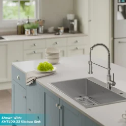 KRAUS Bolden 18-Inch Commercial Kitchen Faucet with Pull-Down Sprayhead in Stainless Steel