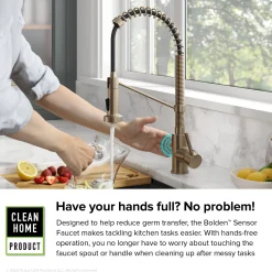 KRAUS Bolden Touchless Pull-Down Single Handle Faucet in Spot Free Antique Champagne Bronze