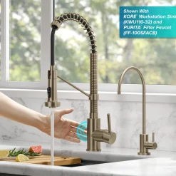 KRAUS Bolden Touchless Pull-Down Single Handle Faucet in Spot Free Antique Champagne Bronze