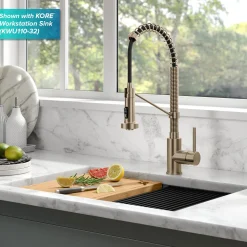 KRAUS Bolden Touchless Pull-Down Single Handle Faucet in Spot Free Antique Champagne Bronze
