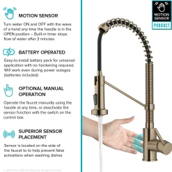 KRAUS Bolden Touchless Pull-Down Single Handle Faucet in Spot Free Antique Champagne Bronze