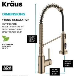KRAUS Bolden Touchless Pull-Down Single Handle Faucet in Spot Free Antique Champagne Bronze