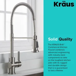 KRAUS Britt Commercial Style Kitchen Faucet in All-Brite Spot Free Stainless Steel