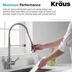 KRAUS Britt Commercial Style Kitchen Faucet in All-Brite Spot Free Stainless Steel