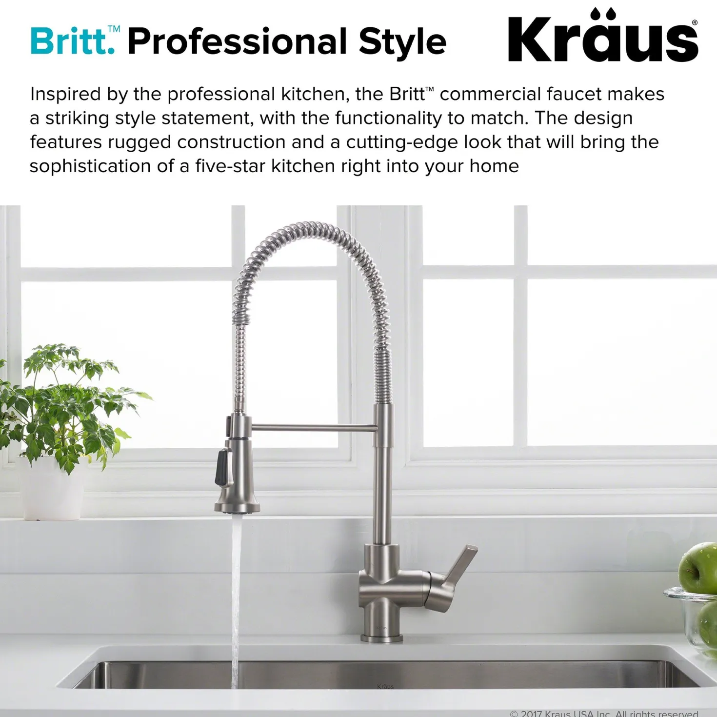KRAUS Britt Commercial Style Kitchen Faucet in All-Brite Spot Free Stainless Steel