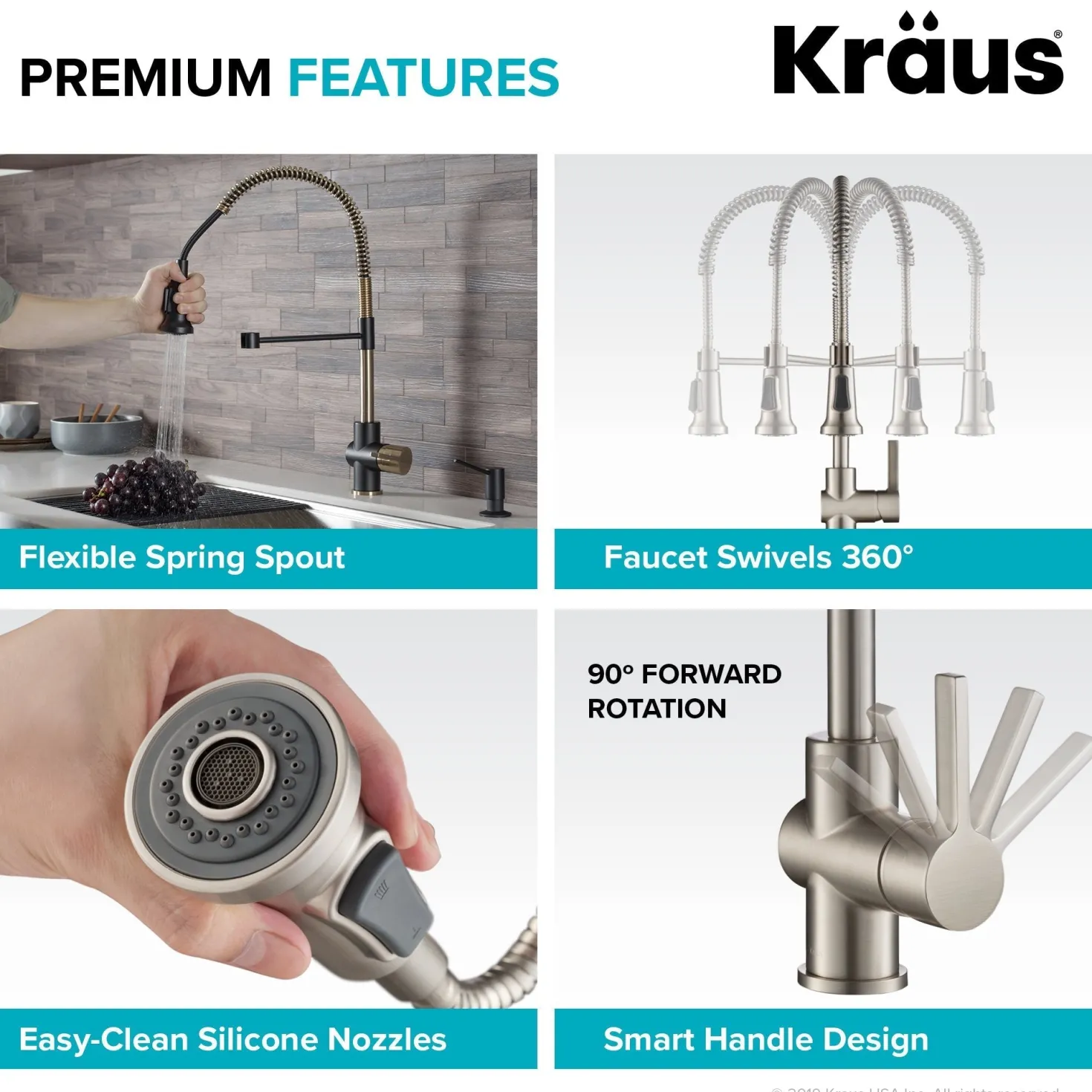 KRAUS Britt Commercial Style Kitchen Faucet in Matte Black/Brushed Gold