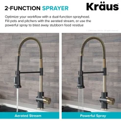 KRAUS Britt Commercial Style Kitchen Faucet in Matte Black/Brushed Gold