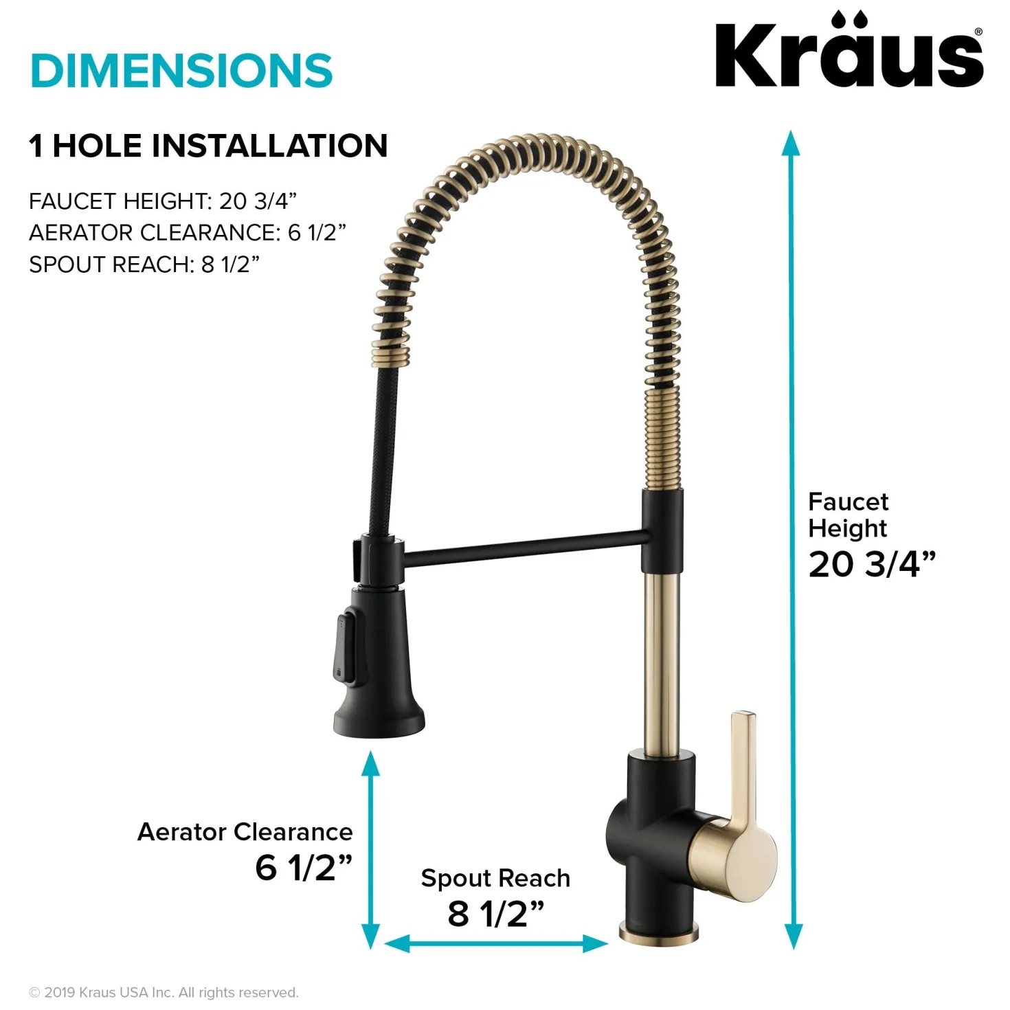 KRAUS Britt Commercial Style Kitchen Faucet in Matte Black/Brushed Gold