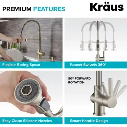 KRAUS Britt Commercial Style Kitchen Faucet in Brushed Gold