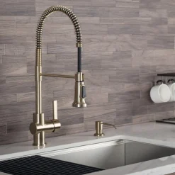 KRAUS Britt Commercial Style Kitchen Faucet in Brushed Gold