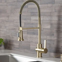 KRAUS Britt Commercial Style Kitchen Faucet in Brushed Gold