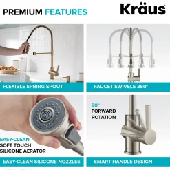 KRAUS Britt Commercial Style Kitchen Faucet in Spot Free Antique Champagne Bronze
