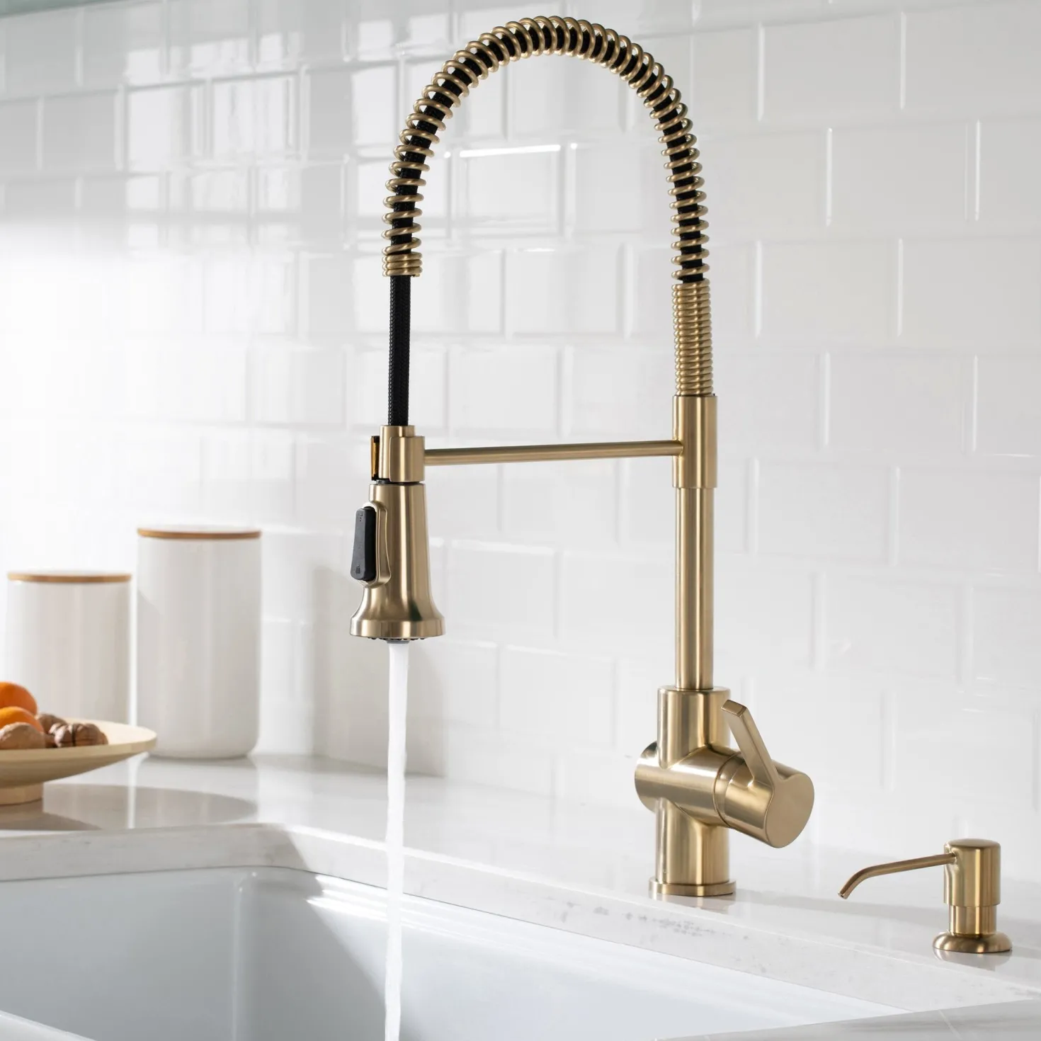 KRAUS Britt Commercial Style Kitchen Faucet in Spot Free Antique Champagne Bronze