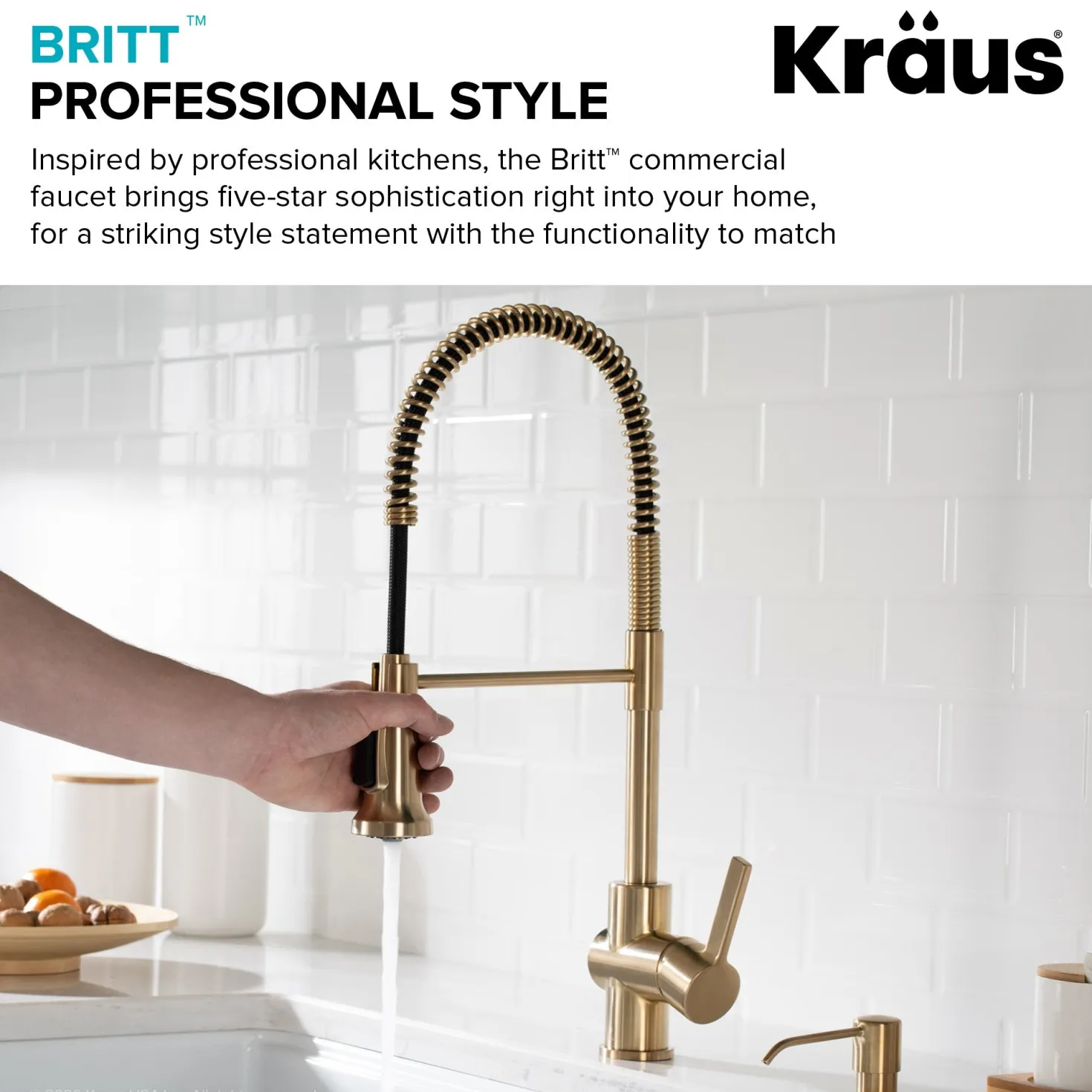 KRAUS Britt Commercial Style Kitchen Faucet in Spot Free Antique Champagne Bronze