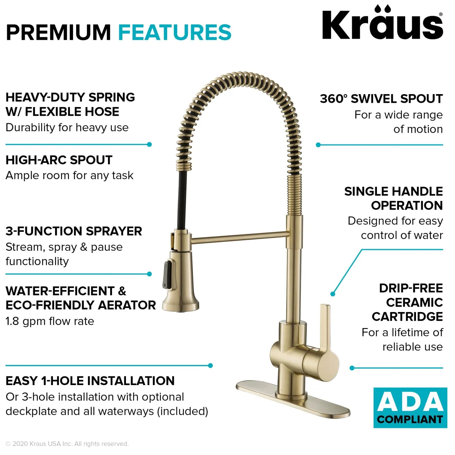 KRAUS Britt Commercial Style Kitchen Faucet in Spot Free Antique Champagne Bronze
