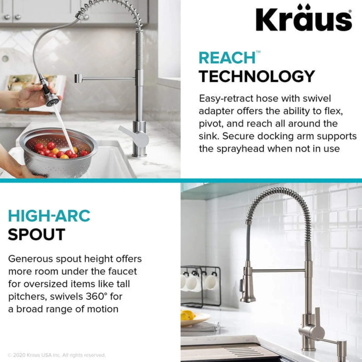 KRAUS Britt Commercial Style Pull-Down Single Handle Kitchen Faucet in Matte Black & Spot Free Black Stainless Steel