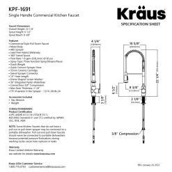 KRAUS Britt Commercial Style Pull-Down Single Handle Kitchen Faucet in Spot-Free Stainless Steel and Matte Black