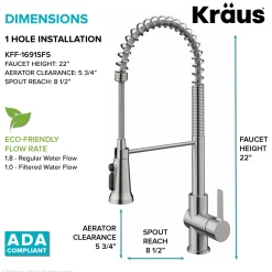 KRAUS Britt Commercial Style Kitchen Faucet with Integrated Water Filter Spout in Spot Free Stainless Steel