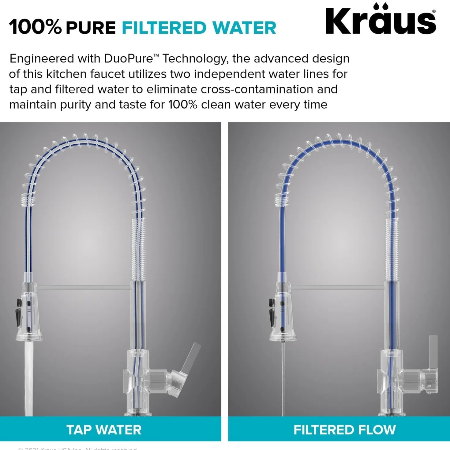 KRAUS Britt Commercial Style Kitchen Faucet with Integrated Water Filter Spout in Chrome