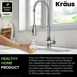 KRAUS Britt Commercial Style Kitchen Faucet with Integrated Water Filter Spout in Chrome