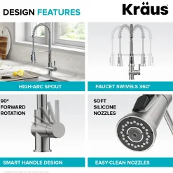 KRAUS Britt Commercial Style Kitchen Faucet with Integrated Water Filter Spout in Chrome