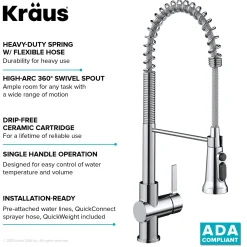 KRAUS Britt Commercial Style Kitchen Faucet with Integrated Water Filter Spout in Chrome