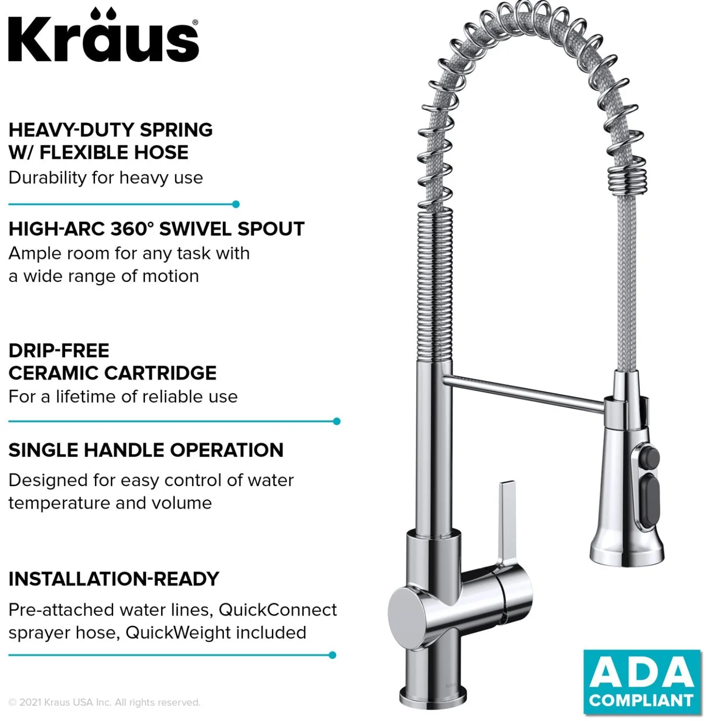 KRAUS Britt Commercial Style Kitchen Faucet with Integrated Water Filter Spout in Chrome
