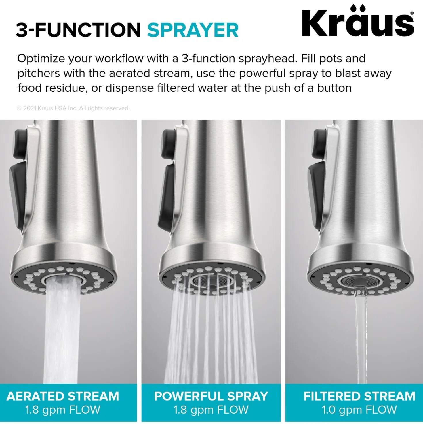 KRAUS Britt Commercial Style Kitchen Faucet with Integrated Water Filter Spout in Matte Black