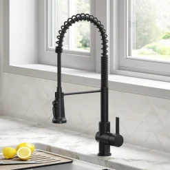 KRAUS Britt Commercial Style Kitchen Faucet with Integrated Water Filter Spout in Matte Black