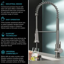 KRAUS Britt Commercial Style Kitchen Faucet with Integrated Water Filter Spout in Matte Black