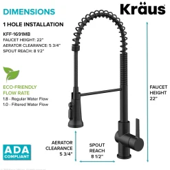 KRAUS Britt Commercial Style Kitchen Faucet with Integrated Water Filter Spout in Matte Black