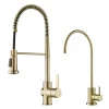 KRAUS Britt Commercial Style Kitchen Faucet and Purita Water Filter Faucet Combo in Spot Free Antique Champagne Bronze