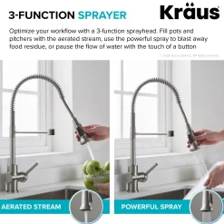 KRAUS Britt Commercial Style Kitchen Faucet and Purita Water Filter Faucet Combo in Spot Free Stainless Steel