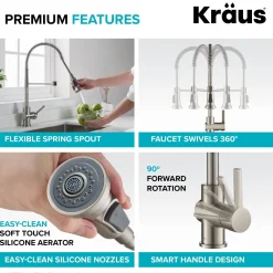 KRAUS Britt Commercial Style Kitchen Faucet and Purita Water Filter Faucet Combo in Spot Free Stainless Steel