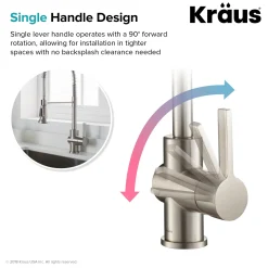 KRAUS Britt Single Handle Commercial Kitchen Faucet with Deck Plate and Soap Dispenser in all-Brite Spot Free Stainless Steel