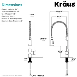 KRAUS Britt Single Handle Commercial Kitchen Faucet with Deck Plate and Soap Dispenser in all-Brite Spot Free Stainless Steel