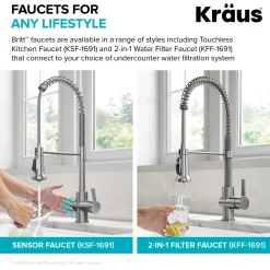KRAUS Britt Single Handle Pull Down Kitchen Faucet in Spot-Free Brushed Brass