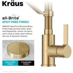 KRAUS Britt Single Handle Pull Down Kitchen Faucet in Spot-Free Brushed Brass