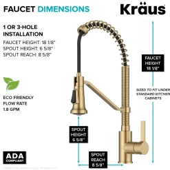 KRAUS Britt Single Handle Pull Down Kitchen Faucet in Spot-Free Brushed Brass