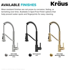 KRAUS Britt Single Handle Pull Down Kitchen Faucet in Spot-Free Brushed Brass