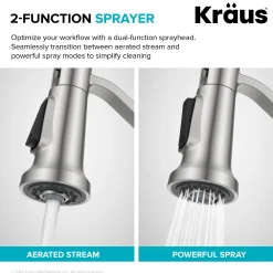 KRAUS Britt Single Handle Pull Down Kitchen Faucet in Spot-Free Brushed Brass
