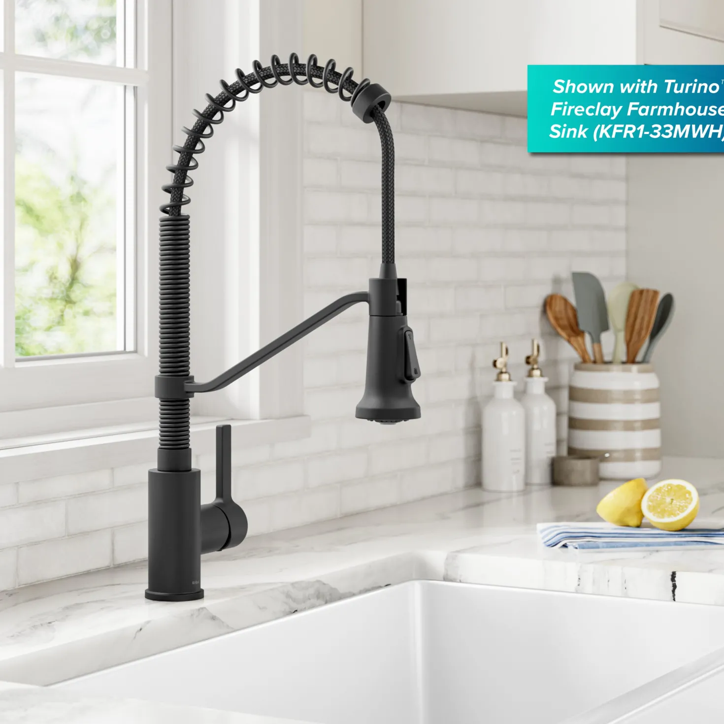 KRAUS Britt Single Handle Pull Down Kitchen Faucet in Matte Black
