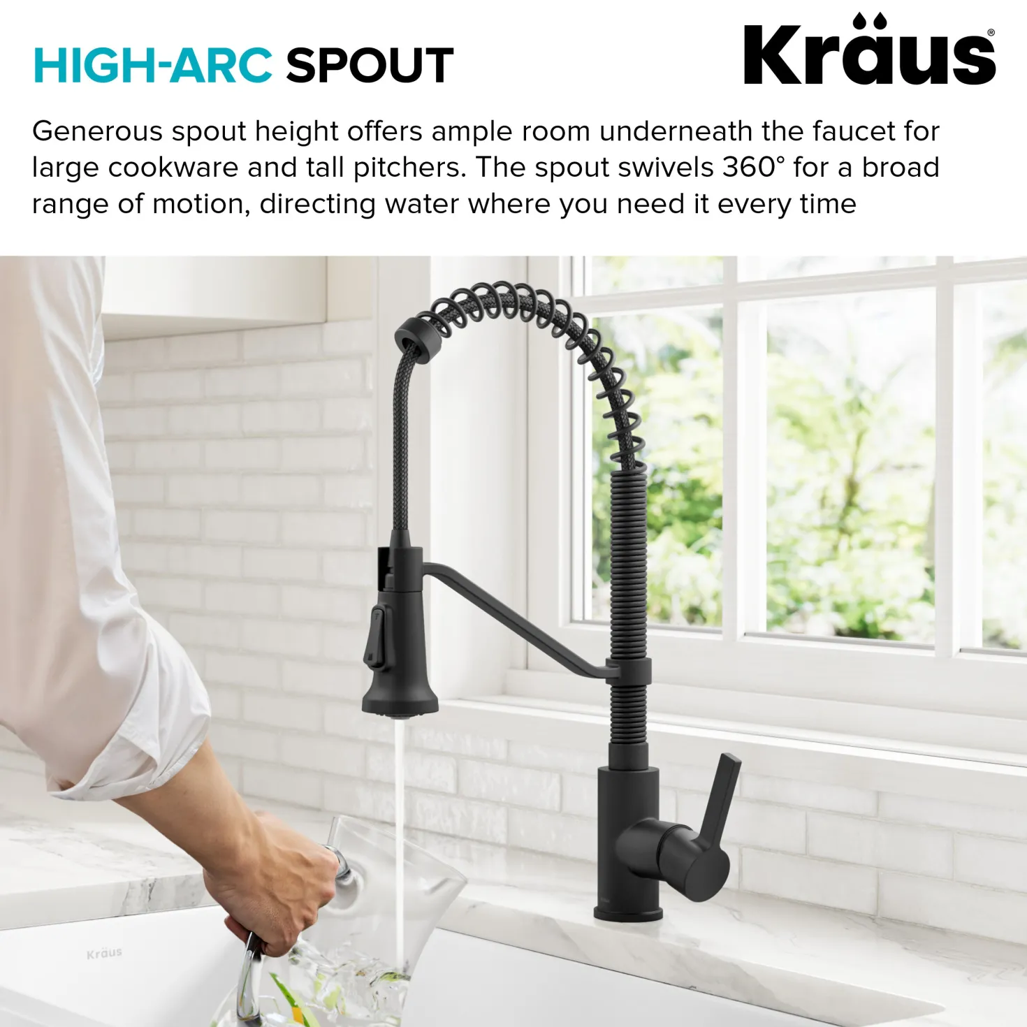 KRAUS Britt Single Handle Pull Down Kitchen Faucet in Matte Black