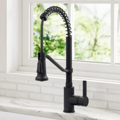 KRAUS Britt Single Handle Pull Down Kitchen Faucet in Matte Black