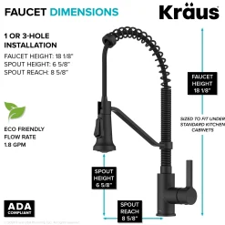 KRAUS Britt Single Handle Pull Down Kitchen Faucet in Matte Black