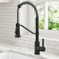 KRAUS Britt Single Handle Pull Down Kitchen Faucet in Matte Black