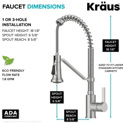 KRAUS Britt Single Handle Pull Down Kitchen Faucet in Spot-Free Stainless Steel