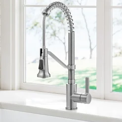 KRAUS Britt Single Handle Pull Down Kitchen Faucet in Spot-Free Stainless Steel