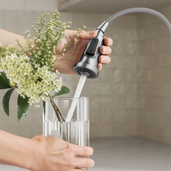 KRAUS Britt Single Handle Pull Down Kitchen Faucet in Spot-Free Stainless Steel